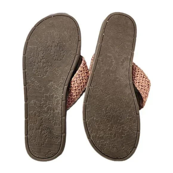 Yellow Box Norit Mellow Mat Flip Flops Brown Woven Straps Women's Size 8 EUC - Picture 7 of 10